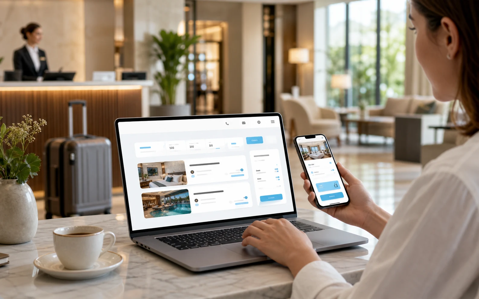 Gast, der über die Hotelseite mit Booking Engine Scidoo bucht