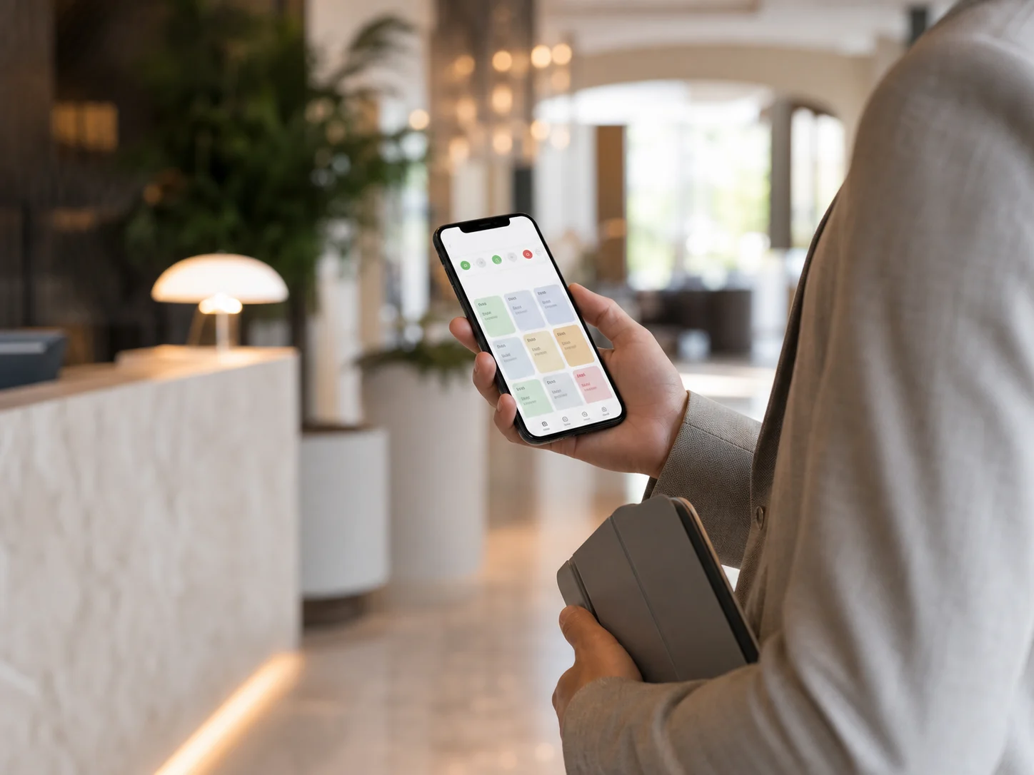 Hotel-PMS-Steuerung per Smartphone in der Lobby