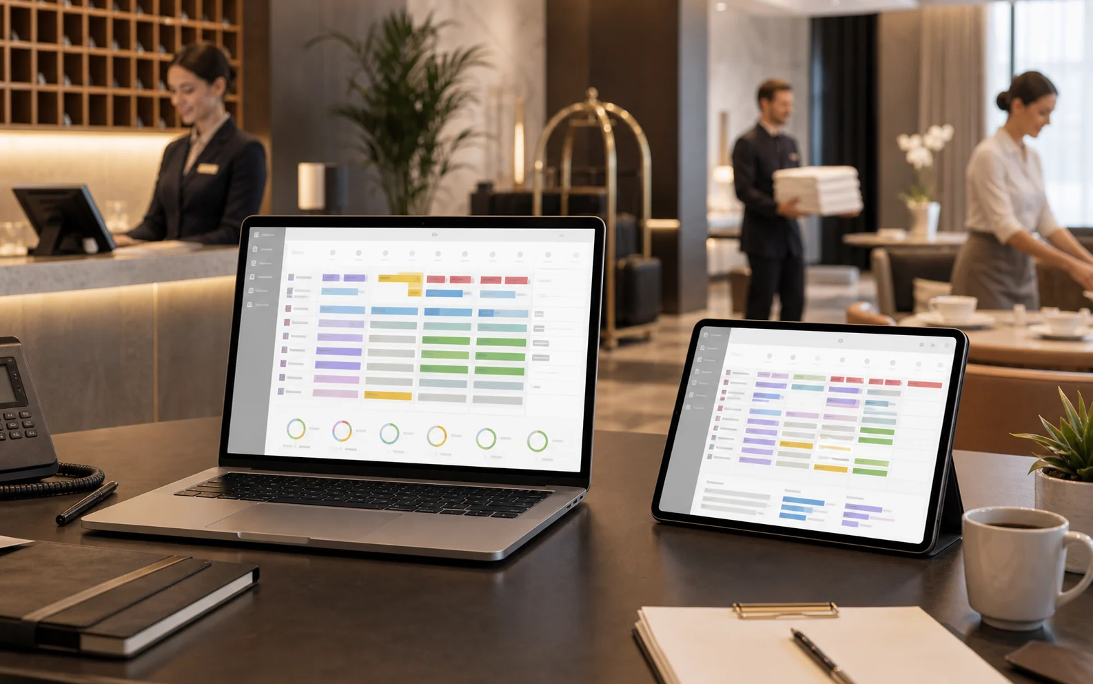 Scidoo Schichtverwaltung für Hotelpersonal Scidoo Schichtverwaltung für Hotelpersonal auf Laptop und Tablet