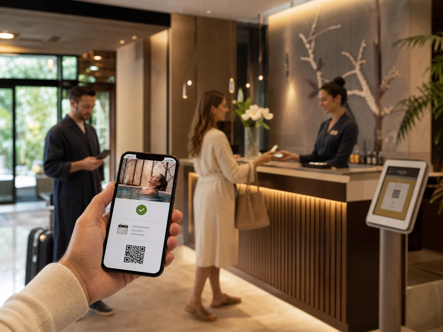 Gli arrivi vengono distribuiti per non creare code in reception. Ospiti spa che arrivano senza code grazie alla prenotazione online Scidoo