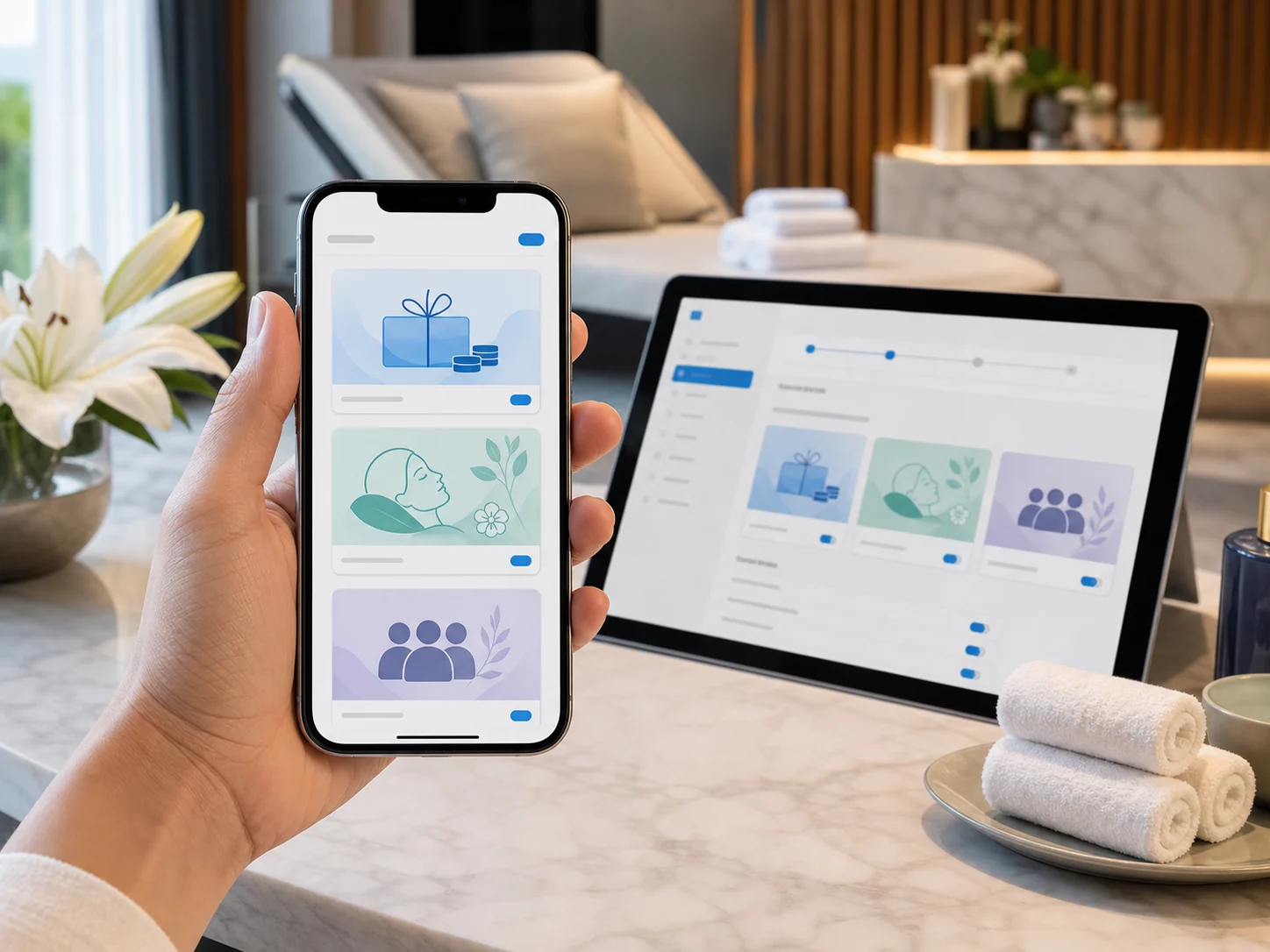 Configuri una volta. Vende per sempre. Configurazione voucher SPA Scidoo su smartphone