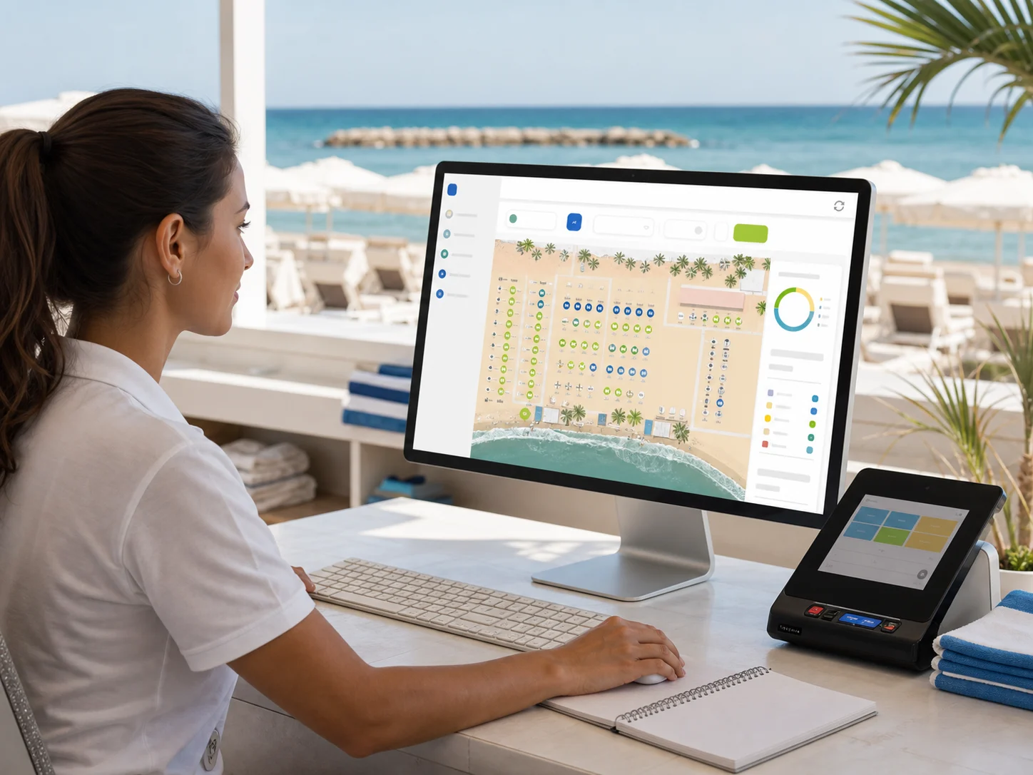 Regenschirmverfügbarkeit in Echtzeit über das Scidoo-Strandmanagementsystem