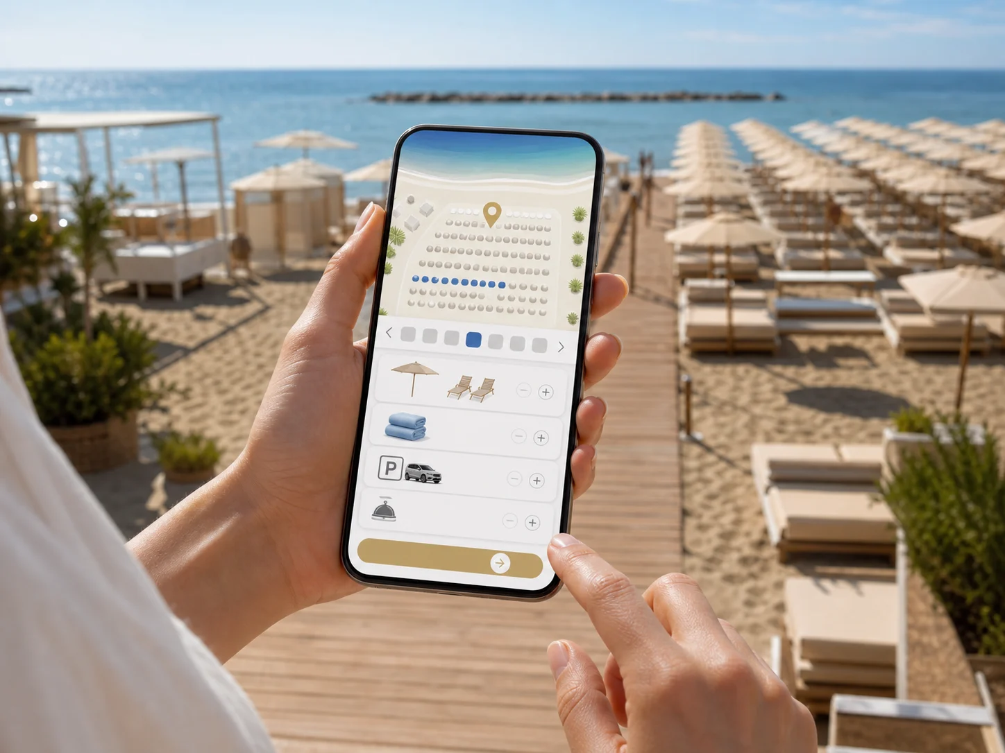 Cliente sceglie online ombrellone o fila dal telefono con Scidoo